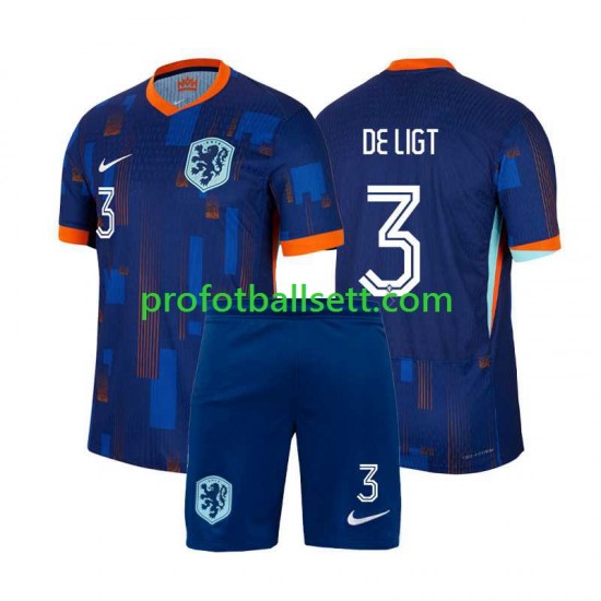 Fotballdrakt Nederland Matthijs de Ligt 3 Barn Bortekit Euro 2024 Kortermet