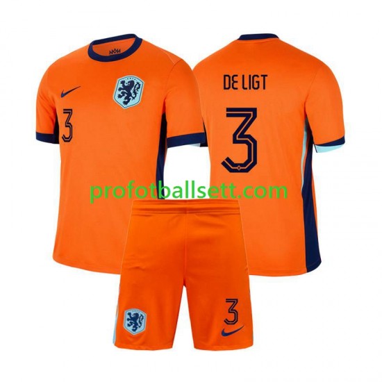 Fotballdrakt Nederland Matthijs de Ligt 3 Barn Hjemmekit Euro 2024 Kortermet