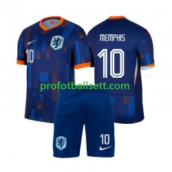 Fotballdrakt Nederland Memphis Depay 10 Barn Bortekit Euro 2024 Kortermet