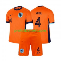 Fotballdrakt Nederland Virgil van Dijk 4 Barn Hjemmekit Euro 2024 Kortermet