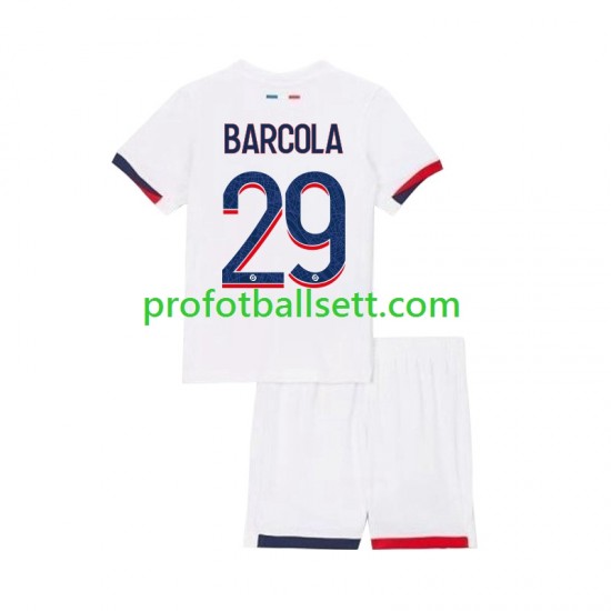 Fotballdrakt Paris Saint-Germain Bradley Barcola 29 Barn Bortekit 2024-2025 Kortermet