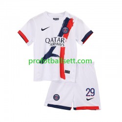 Fotballdrakt Paris Saint-Germain Bradley Barcola 29 Barn Bortekit 2024-2025 Kortermet