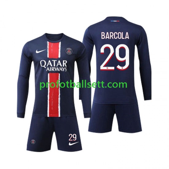 Fotballdrakt Paris Saint-Germain Bradley Barcola 29 Barn Hjemmekit 2024-2025 Langermet