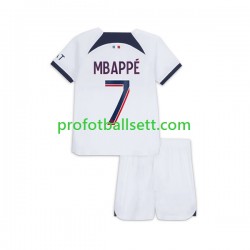 Fotballdrakt Paris Saint-Germain Kylian Mbappe 7 Barn Bortekit 2023-2024 Kortermet