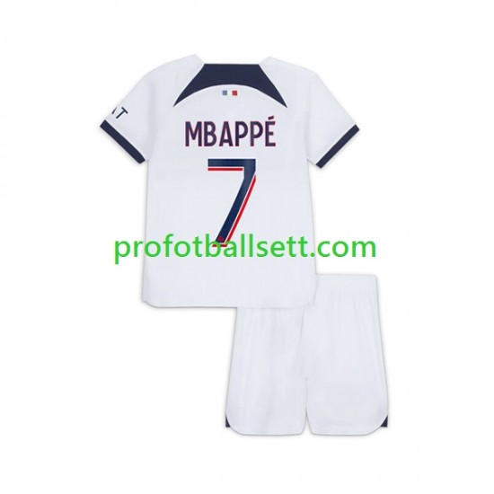 Fotballdrakt Paris Saint-Germain Kylian Mbappe 7 Barn Bortekit 2023-2024 Kortermet