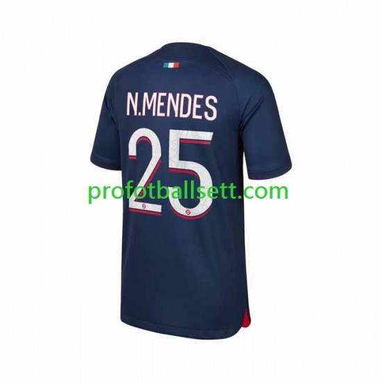 Fotballdrakt Paris Saint-Germain N.Mendes 25 Herre Hjemmekit 2023-2024 Kortermet