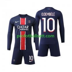 Fotballdrakt Paris Saint-Germain O Dembele 10 Barn Hjemmekit 2024-2025 Langermet