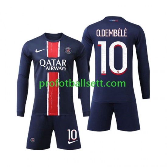 Fotballdrakt Paris Saint-Germain O Dembele 10 Barn Hjemmekit 2024-2025 Langermet