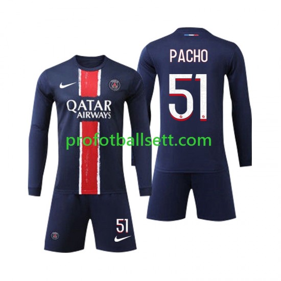Fotballdrakt Paris Saint-Germain Pacho 51 Barn Hjemmekit 2024-2025 Langermet