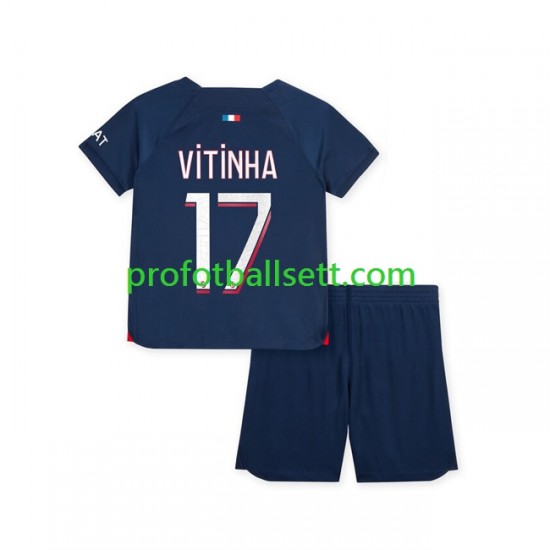 Fotballdrakt Paris Saint-Germain Vitinha 17 Barn Hjemmekit 2023-2024 Kortermet