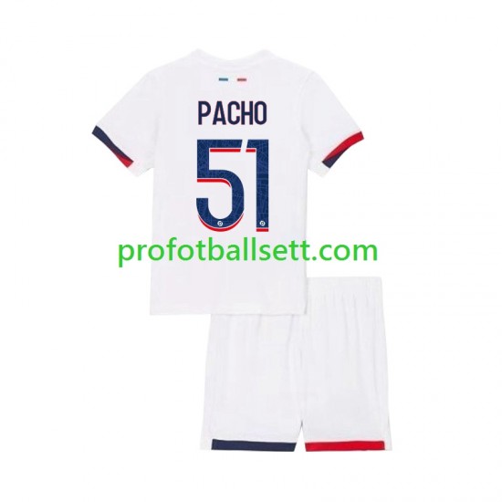 Fotballdrakt Paris Saint-Germain Willian Pacho 51 Barn Bortekit 2024-2025 Kortermet
