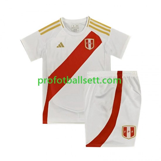 Fotballdrakt Peru Copa America Barn Hjemmekit 2024 Hvit Kortermet