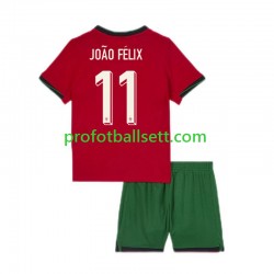Fotballdrakt Portugal Joao Felix 11 Barn Hjemmekit Euro 2024 Kortermet