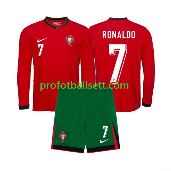 Fotballdrakt Portugal Ronaldo 7 Barn Hjemmekit Euro 2024 Langermet