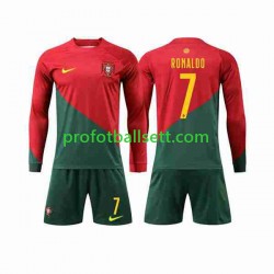 Fotballdrakt Portugal Ronaldo 7 Barn Hjemmekit VM 2022 Langermet
