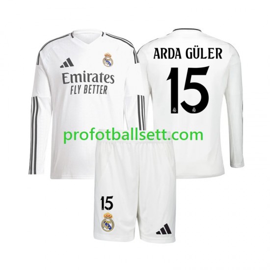 Fotballdrakt Real Madrid Arda Guler 15 Barn Hjemmekit 2024-2025 Langermet