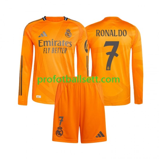 Fotballdrakt Real Madrid Cristiano Ronaldo 7 Barn Bortekit 2024-2025 Langermet
