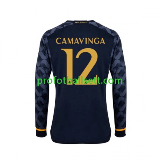 Fotballdrakt Real Madrid EDUARDO CAMAVINGA 12 Herre Bortekit 2023-2024 Langermet