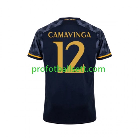 Fotballdrakt Real Madrid EDUARDO CAMAVINGA 12 Herre Bortekit 2023-2024 Kortermet