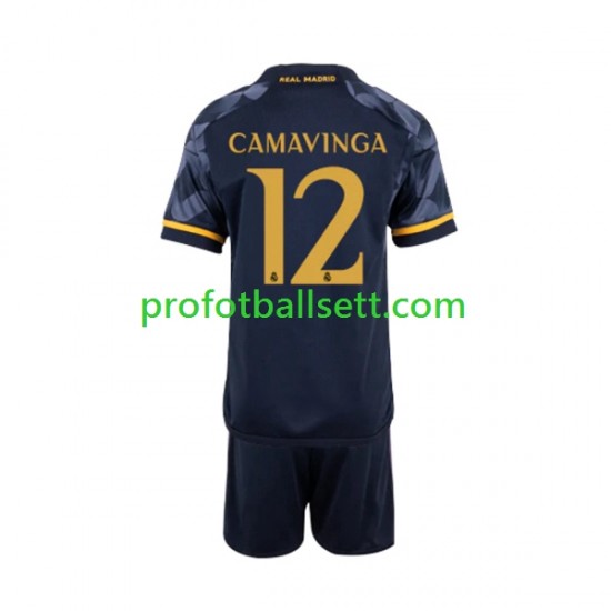 Fotballdrakt Real Madrid EDUARDO CAMAVINGA 12 Barn Bortekit 2023-2024 Kortermet
