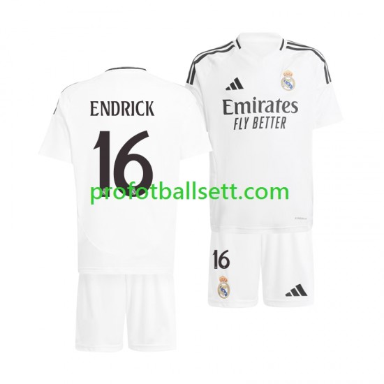 Fotballdrakt Real Madrid ENDRICK 16 Barn Hjemmekit 2024-2025 Kortermet