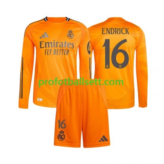 Fotballdrakt Real Madrid Endrick 16 Barn Bortekit 2024-2025 Langermet