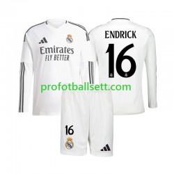 Fotballdrakt Real Madrid Endrick 16 Barn Hjemmekit 2024-2025 Langermet