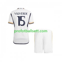 Fotballdrakt Real Madrid Federico Valverde 15 Barn Hjemmekit 2023-2024 Kortermet