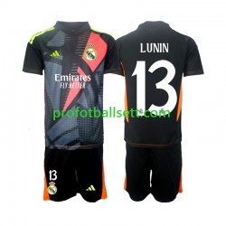 Fotballdrakt Real Madrid Keeper Andriy Lunin 13 Barn Bortekit 2024-2025 Svart Kortermet
