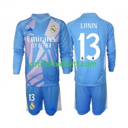 Fotballdrakt Real Madrid Keeper Andriy Lunin 13 Barn Hjemmekit 2024-2025 Langermet