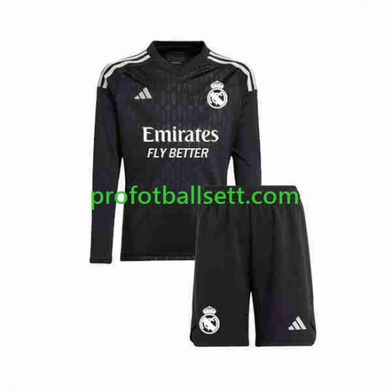 Fotballdrakt Real Madrid Keeper Barn Bortekit 2023-2024 Langermet