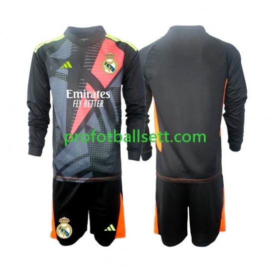 Fotballdrakt Real Madrid Keeper Barn Bortekit 2024-2025 Svart Langermet