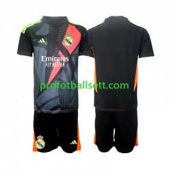 Fotballdrakt Real Madrid Keeper Barn Bortekit 2024-2025 Svart Kortermet