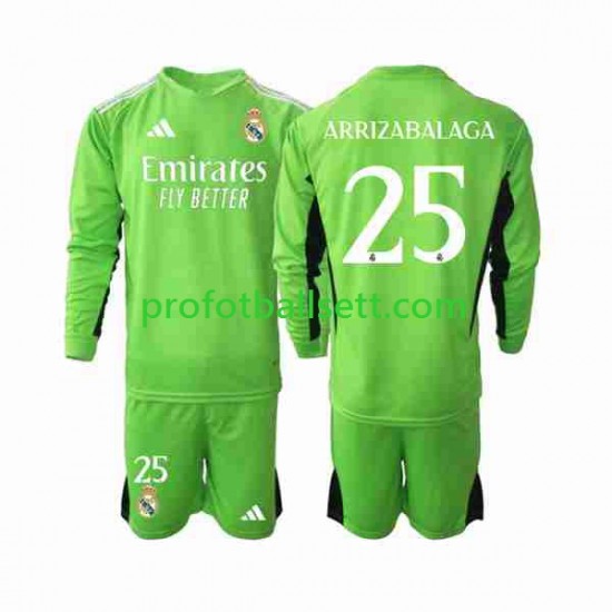 Fotballdrakt Real Madrid Keeper Kepa Arrizabalaga 25 Barn Hjemmekit 2023-2024 Langermet
