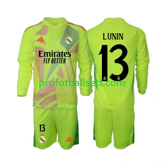 Fotballdrakt Real Madrid Keeper Lunin 13 Barn Fjerdekit 2024-2025 Langermet