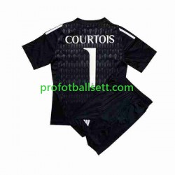 Fotballdrakt Real Madrid Keeper Thibaut Courtois 1 Barn Bortekit 2023-2024 Kortermet
