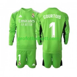 Fotballdrakt Real Madrid Keeper Thibaut Courtois 1 Barn Hjemmekit 2023-2024 Langermet