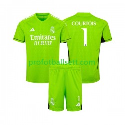 Fotballdrakt Real Madrid Keeper Thibaut Courtois 1 Barn Hjemmekit 2023-2024 Kortermet