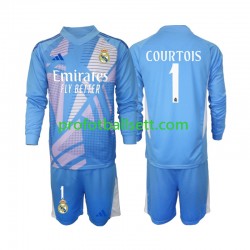 Fotballdrakt Real Madrid Keeper Thibaut Courtois 1 Barn Hjemmekit 2024-2025 Langermet