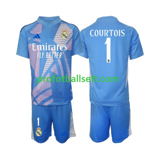 Fotballdrakt Real Madrid Keeper Thibaut Courtois 1 Barn Hjemmekit 2024-2025 Kortermet