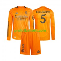 Fotballdrakt Real Madrid Jude Bellingham 5 Barn Bortekit 2024-2025 Langermet