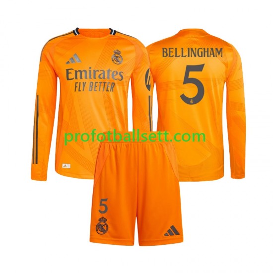Fotballdrakt Real Madrid Jude Bellingham 5 Barn Bortekit 2024-2025 Langermet