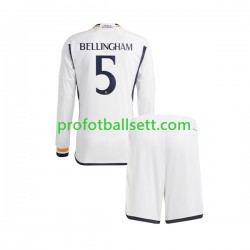 Fotballdrakt Real Madrid Jude Bellingham 5 Barn Hjemmekit 2023-2024 Langermet