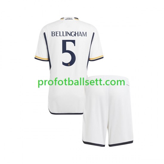 Fotballdrakt Real Madrid Jude Bellingham 5 Barn Hjemmekit 2023-2024 Kortermet