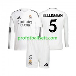 Fotballdrakt Real Madrid Jude Bellingham 5 Barn Hjemmekit 2024-2025 Langermet