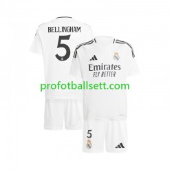Fotballdrakt Real Madrid Jude Bellingham 5 Barn Hjemmekit 2024-2025 Hvit Kortermet