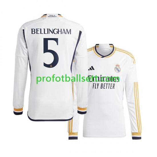 Fotballdrakt Real Madrid Jude Bellingham 5 Herre Hjemmekit 2023-2024 Langermet