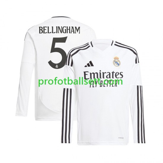 Fotballdrakt Real Madrid Jude Bellingham 5 Herre Hjemmekit 2024-2025 Hvit Langermet