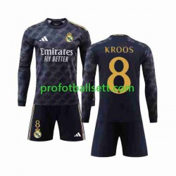 Fotballdrakt Real Madrid Kroos 8 Barn Bortekit 2023-2024 Langermet