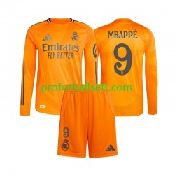 Fotballdrakt Real Madrid Kylian Mbappe 9 Barn Bortekit 2024-2025 Langermet